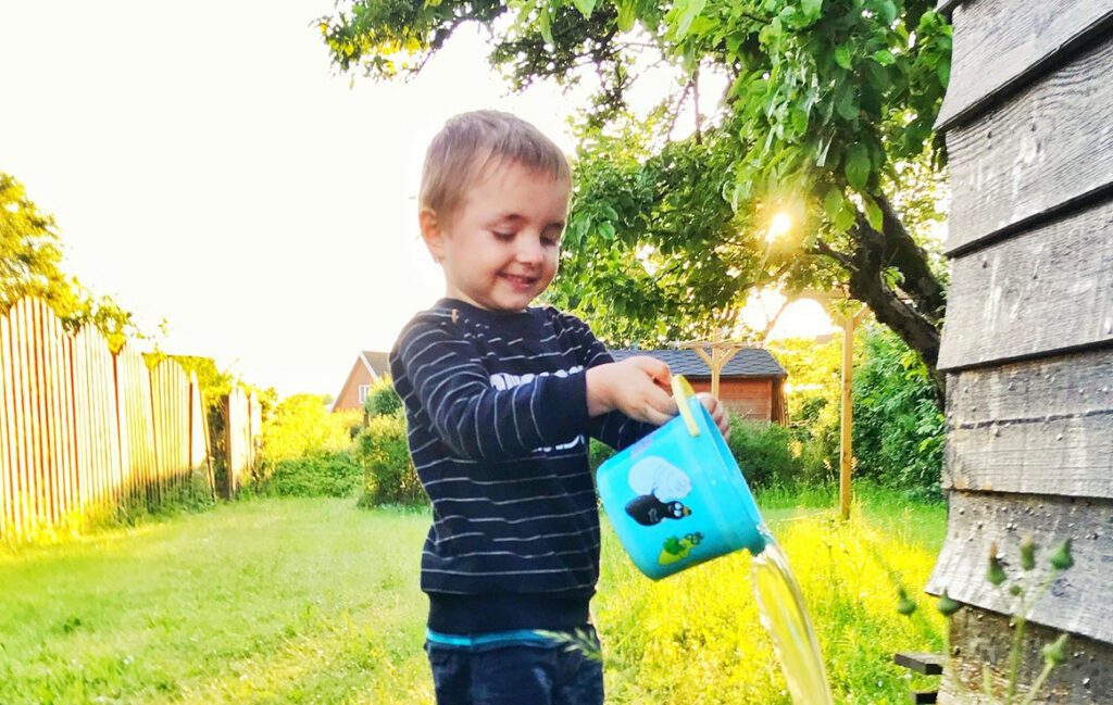 boy using greywater